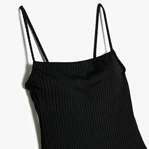 مایو زنانه KOTON یقه مربعی رنگ مشکی سایز 38